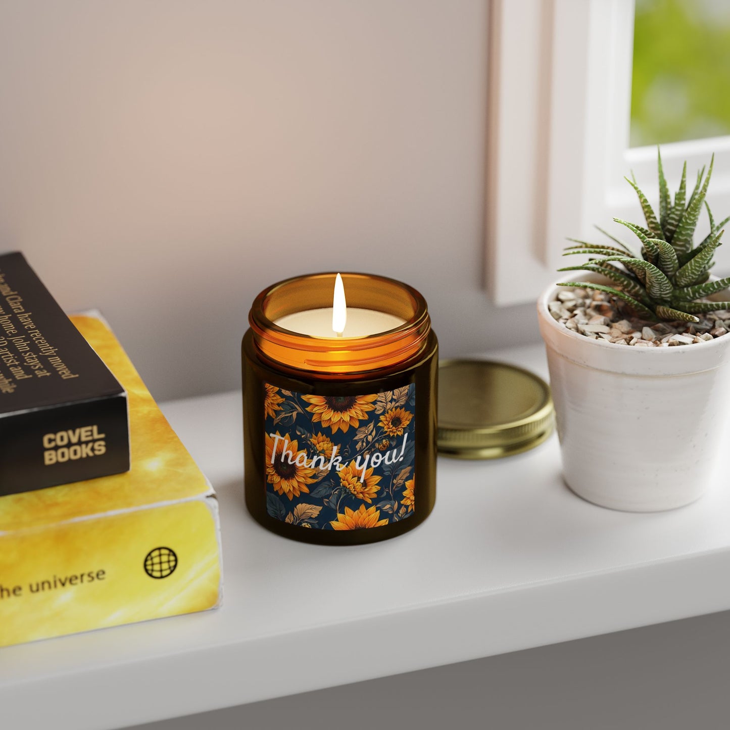 Thank You Sunflower Scented Candle — Coconut Apricot Wax (4oz/9oz)