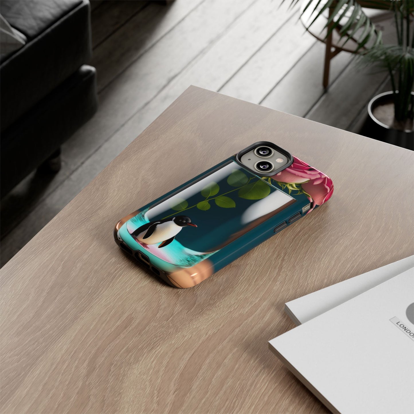 Penguin in a Glass Floral Tough Phone Case — Cute Protective Phone Cover