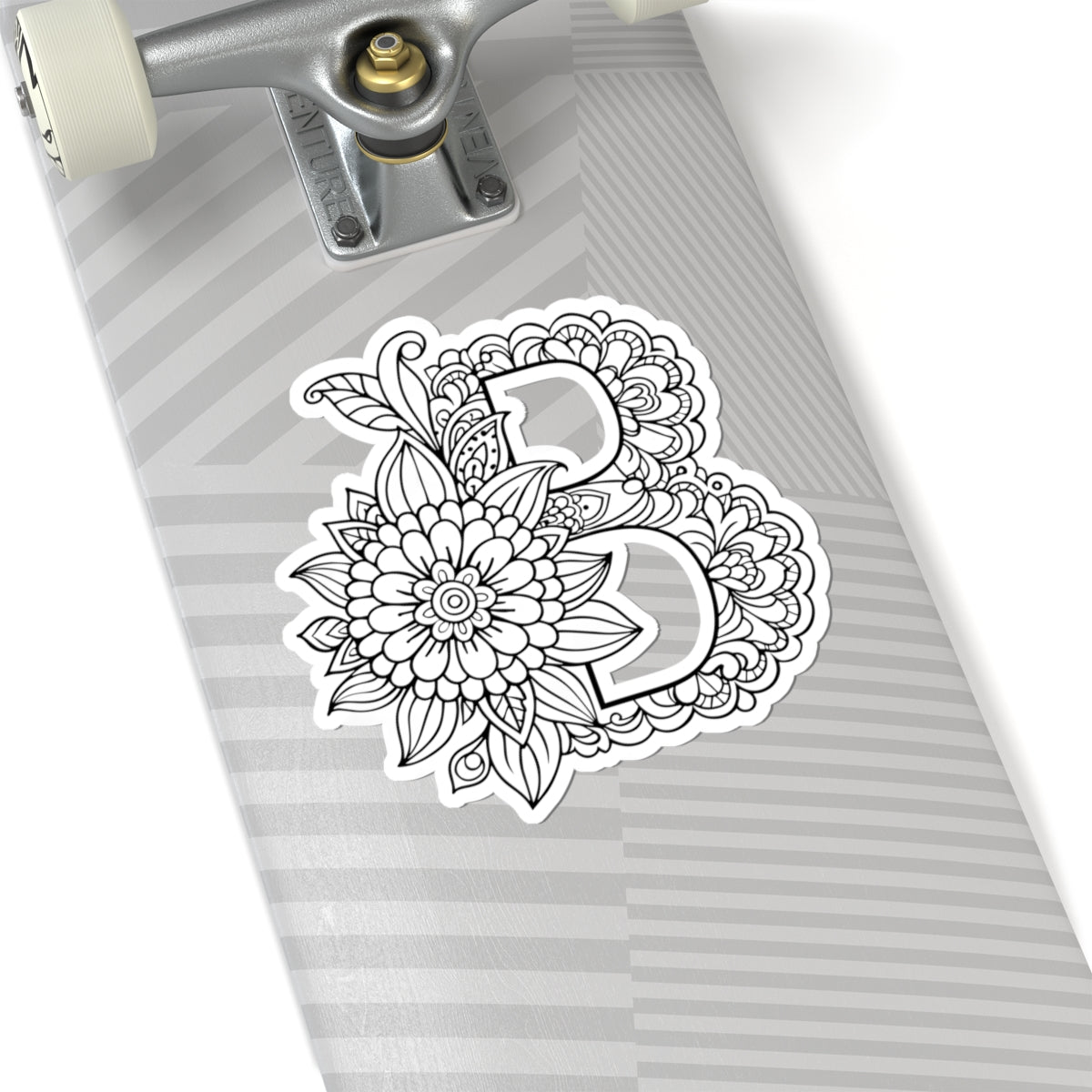 Floral Mandala Letter B Sticker — Decorative Kiss-Cut Decal for Laptops & Journals