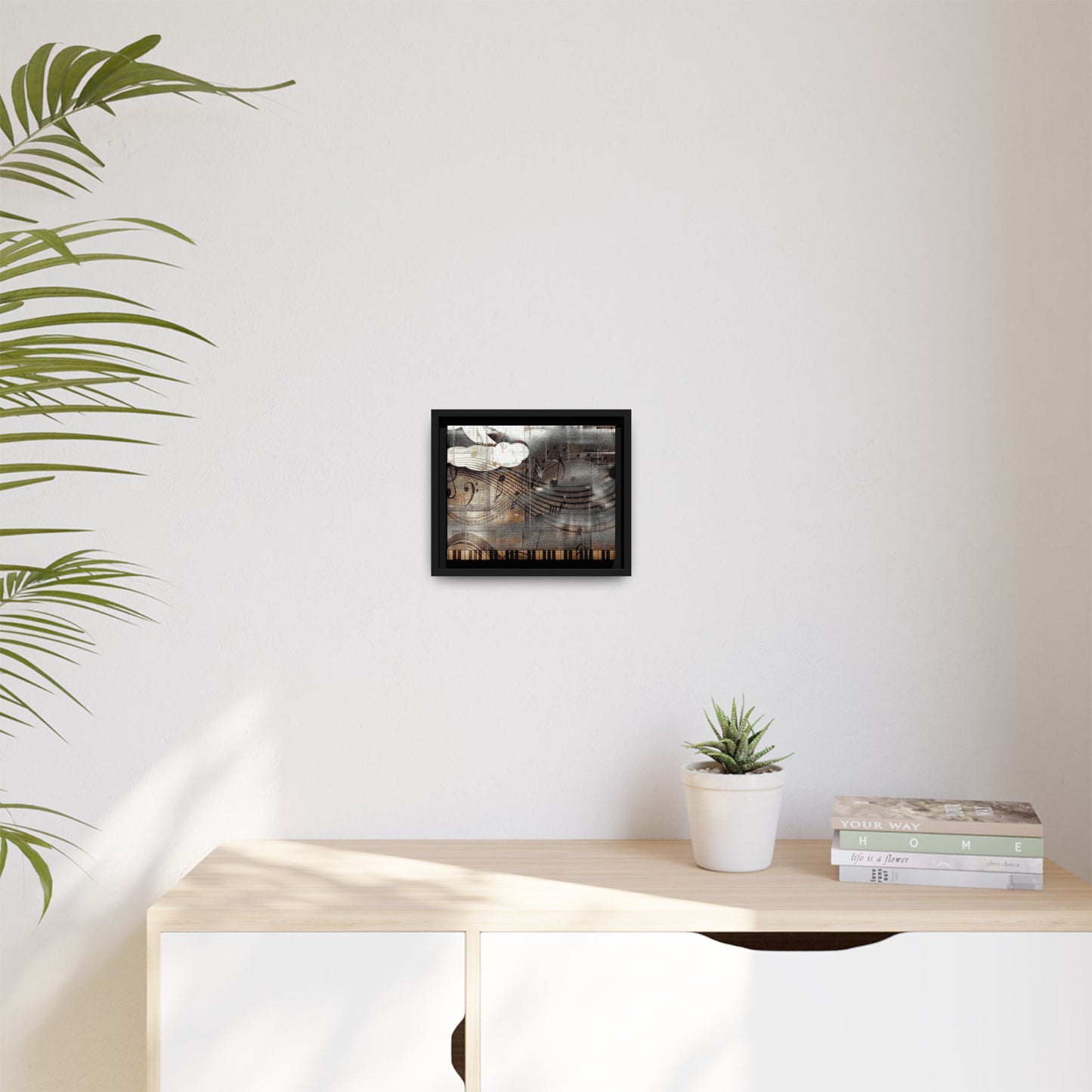 Framed Music Notes Canvas Print — Abstract Vintage Piano & Sheet Music Wall Art