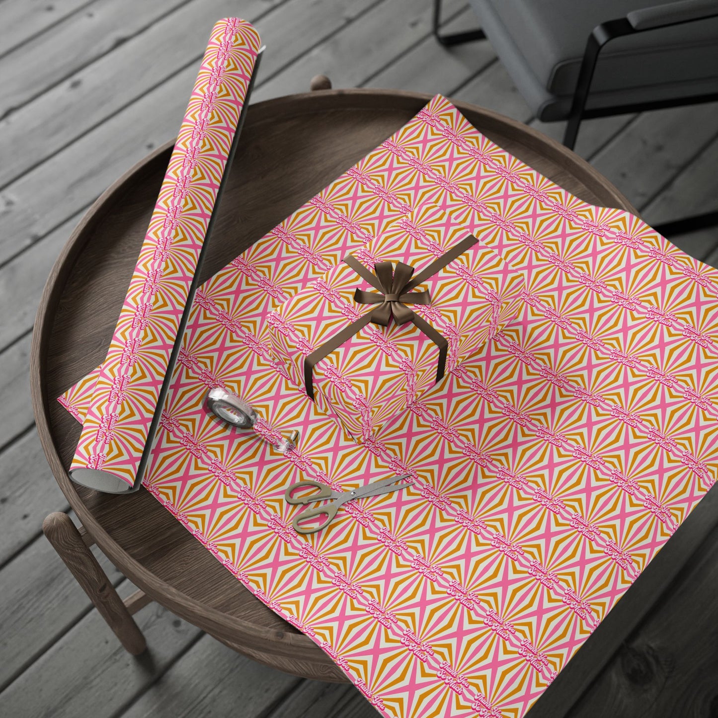 Retro Swirl "Thank You" Wrapping Paper