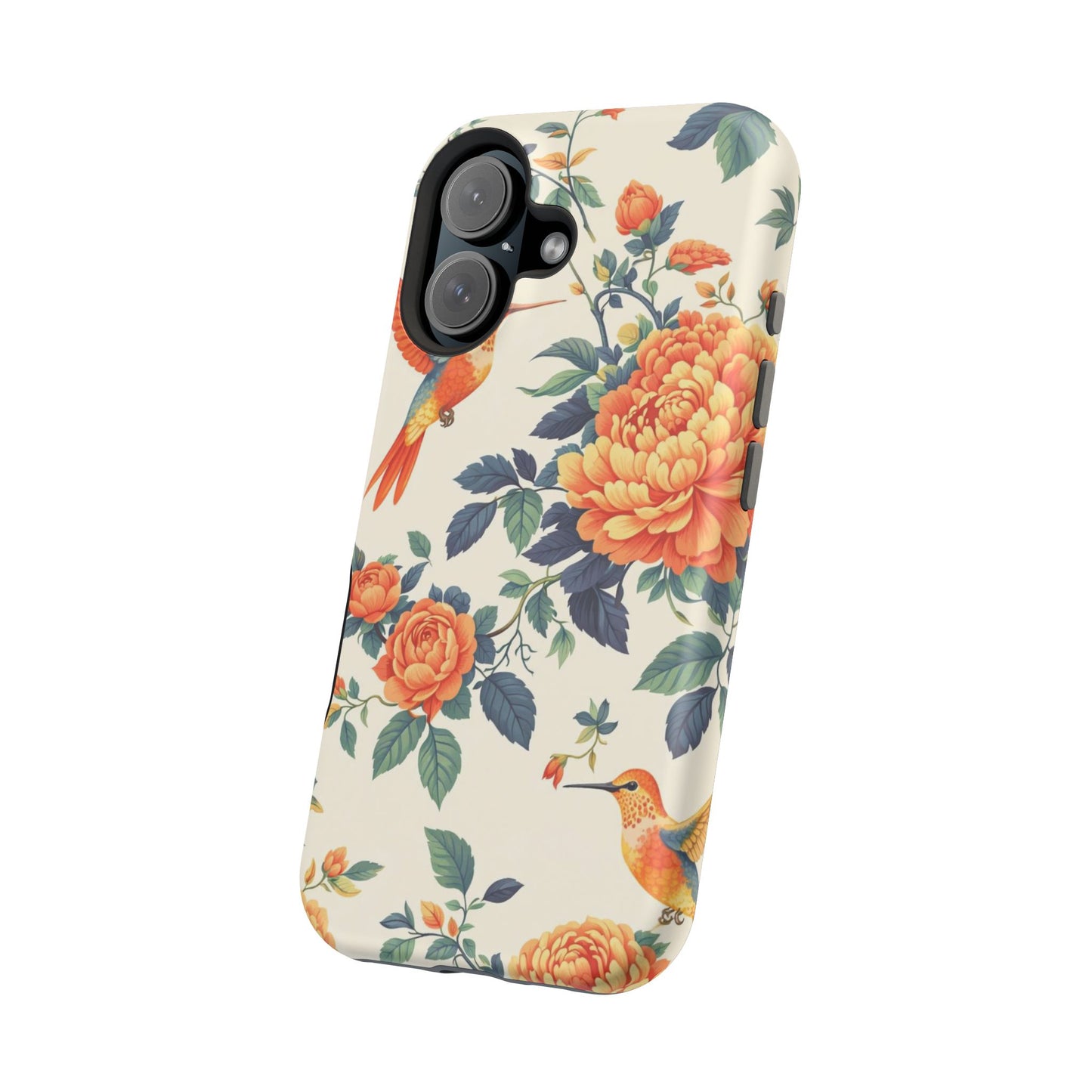 Floral Hummingbird Magnetic Phone Case — Impact-Resistant Protective Cover