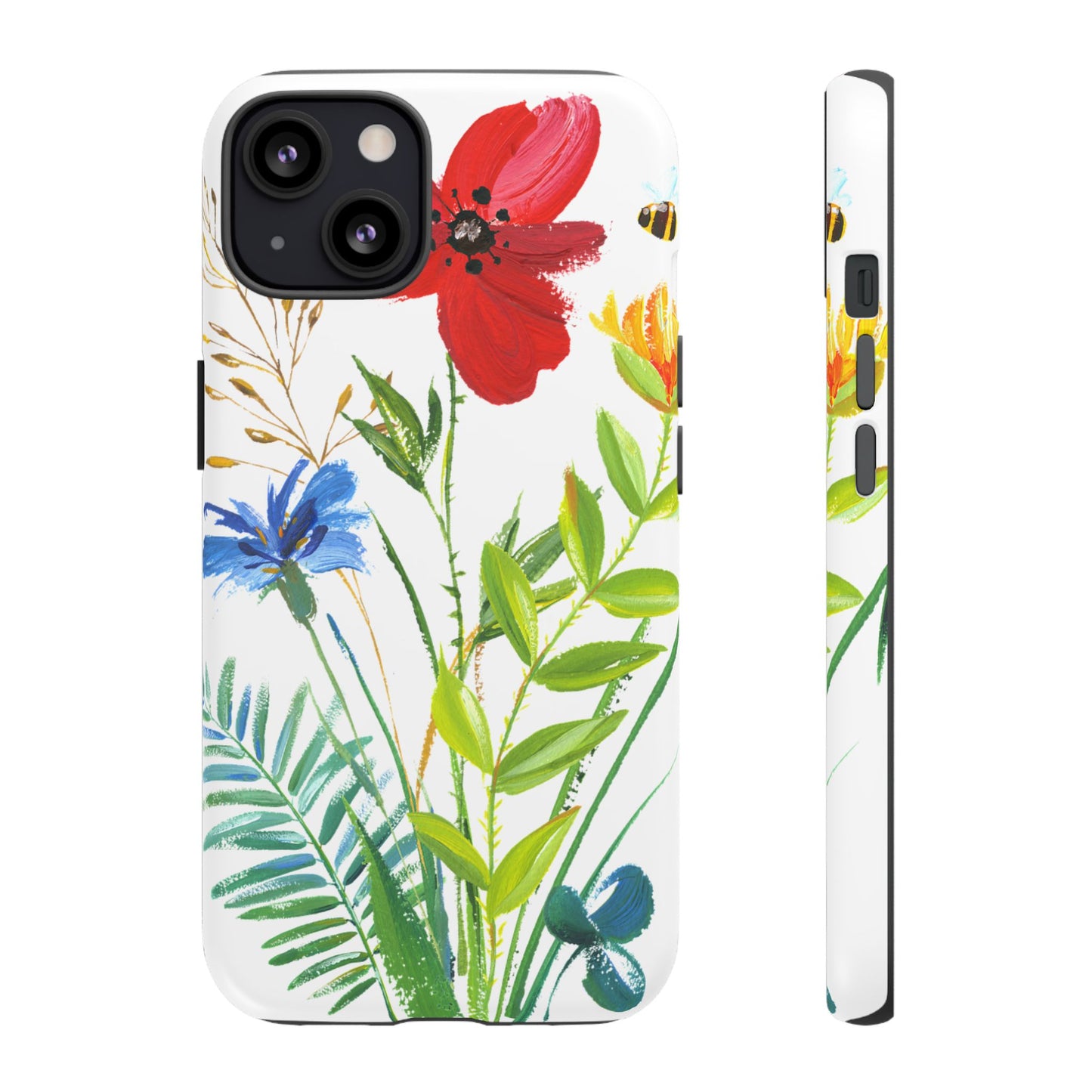 Floral Watercolor Tough Phone Case — Wildflower Bouquet Protective Cover