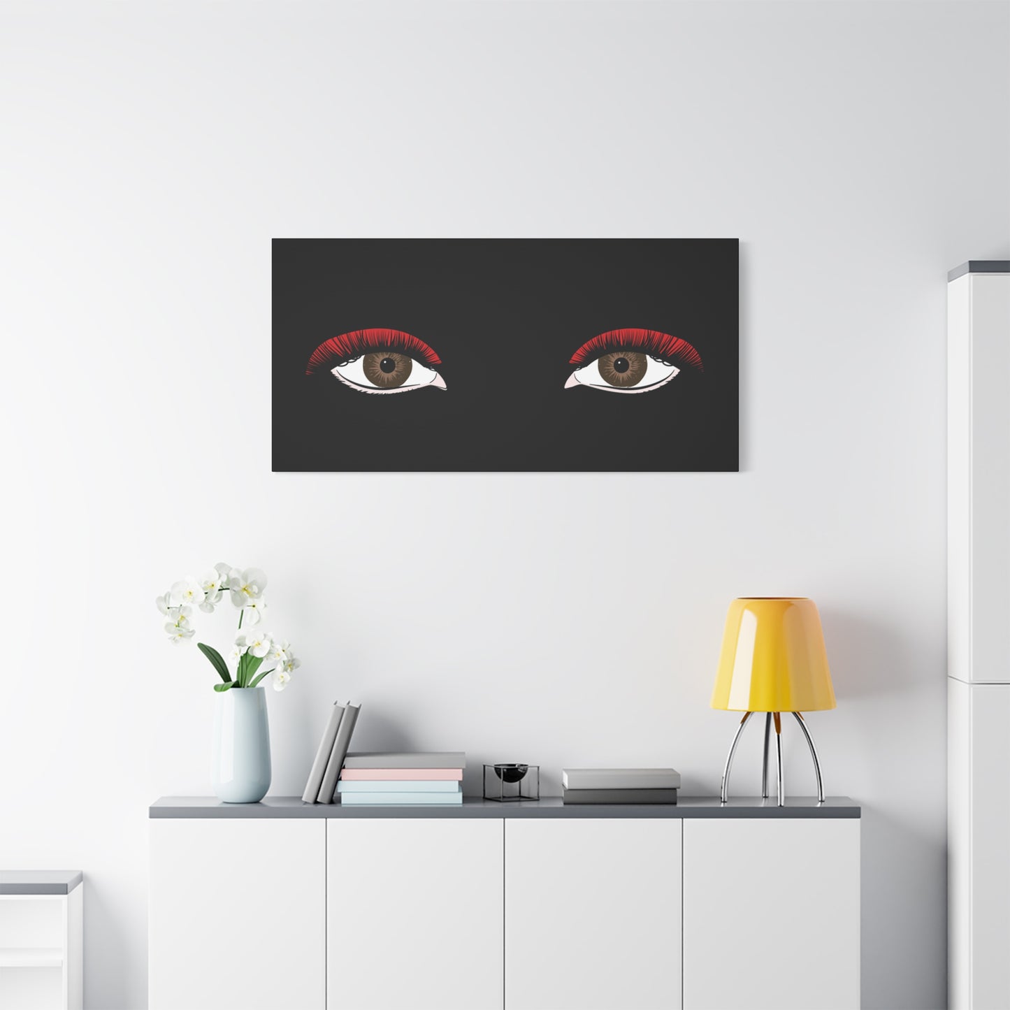 Red Lashes Wall Art Canvas — Glam Eyes Makeup Decor