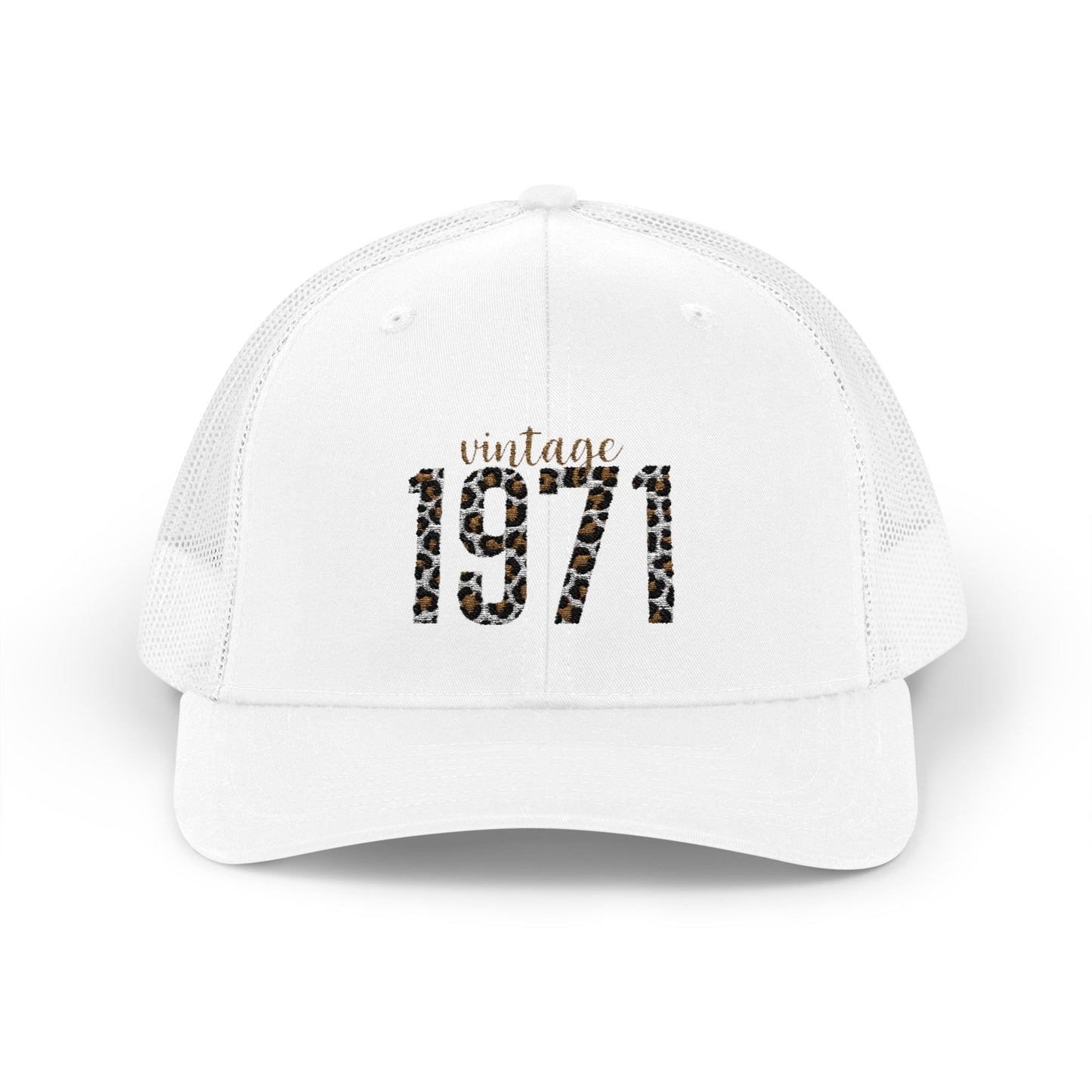 1971 Leopard Print Snapback Trucker Cap — Vintage Born in 1971 Birthday Gift