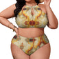 Plus Size Women's Two piece Swimsuit with High Neck Halter Top