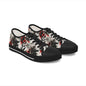 Floral Ink-Blend Low Top Sneakers — Artistic Black & Red Canvas Shoes