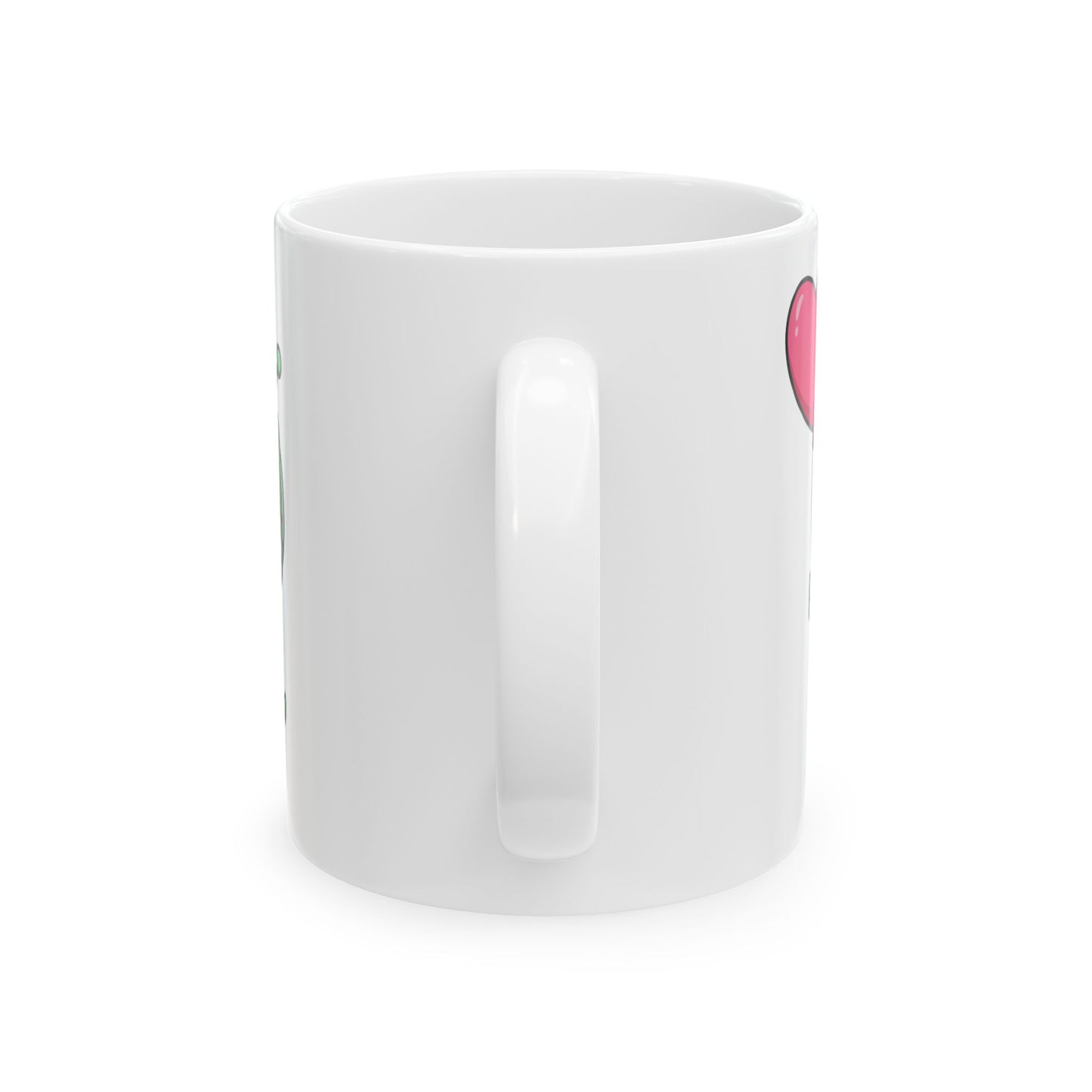 Cute Alien Holding Heart Balloon Ceramic Mug — 11oz & 15oz Gift Mug