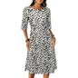 Round Neck 3/4 Sleeve Long Dress