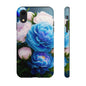 Floral Blue Peony Phone Case — Protective Tough Case with Pink & Blue Blooms