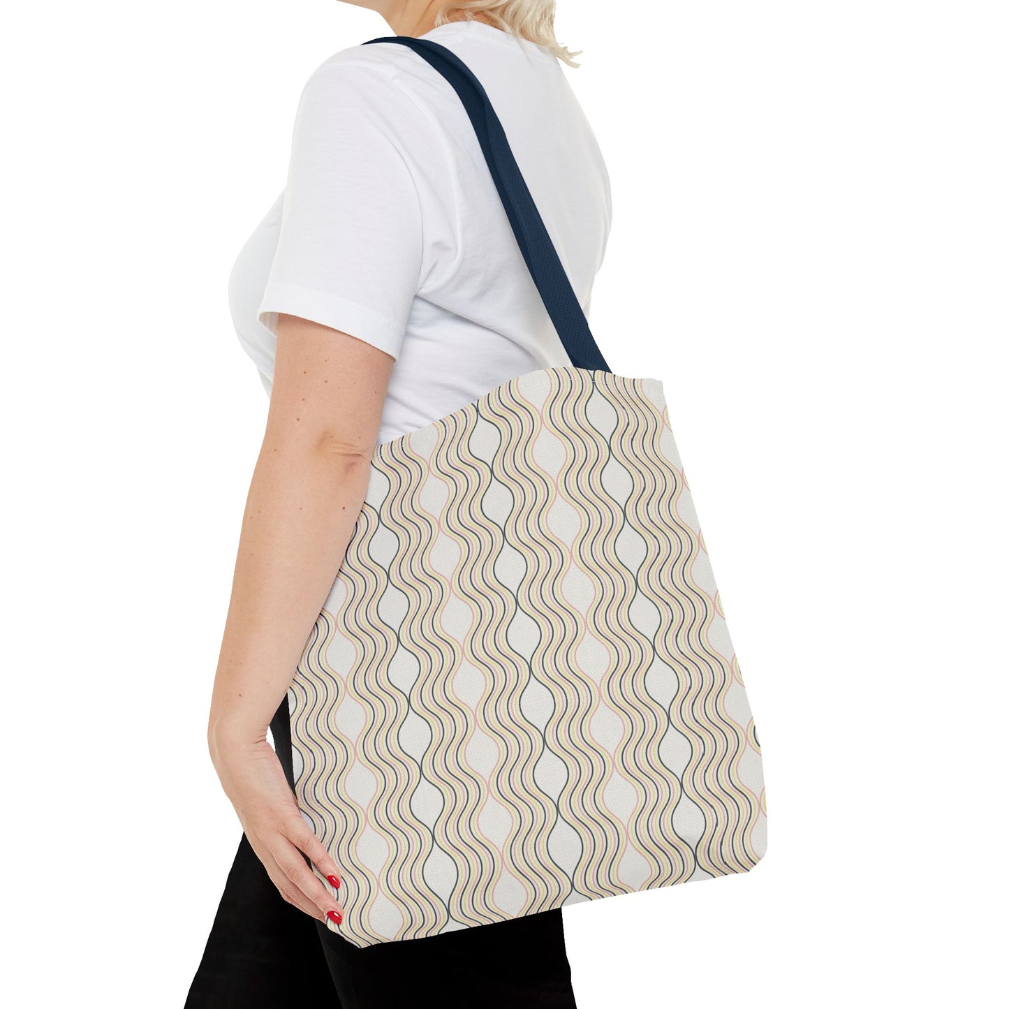 Waves Pattern Tote Bag, Boho Chic Handbag, Everyday Carry, Beach Bag, Gift for Her, Eco-Friendly Style