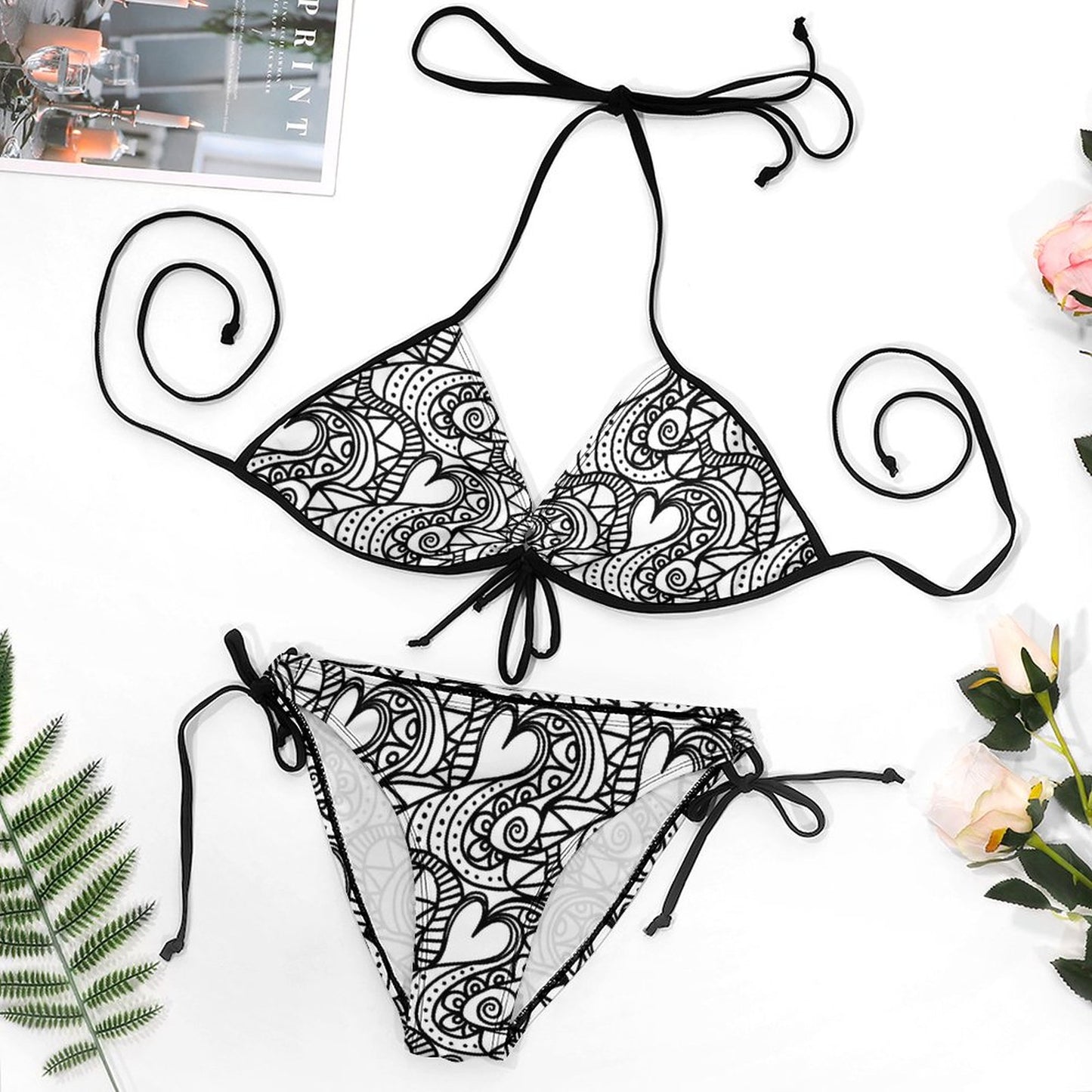 Plus Size Halter Tie Front Bikini Set