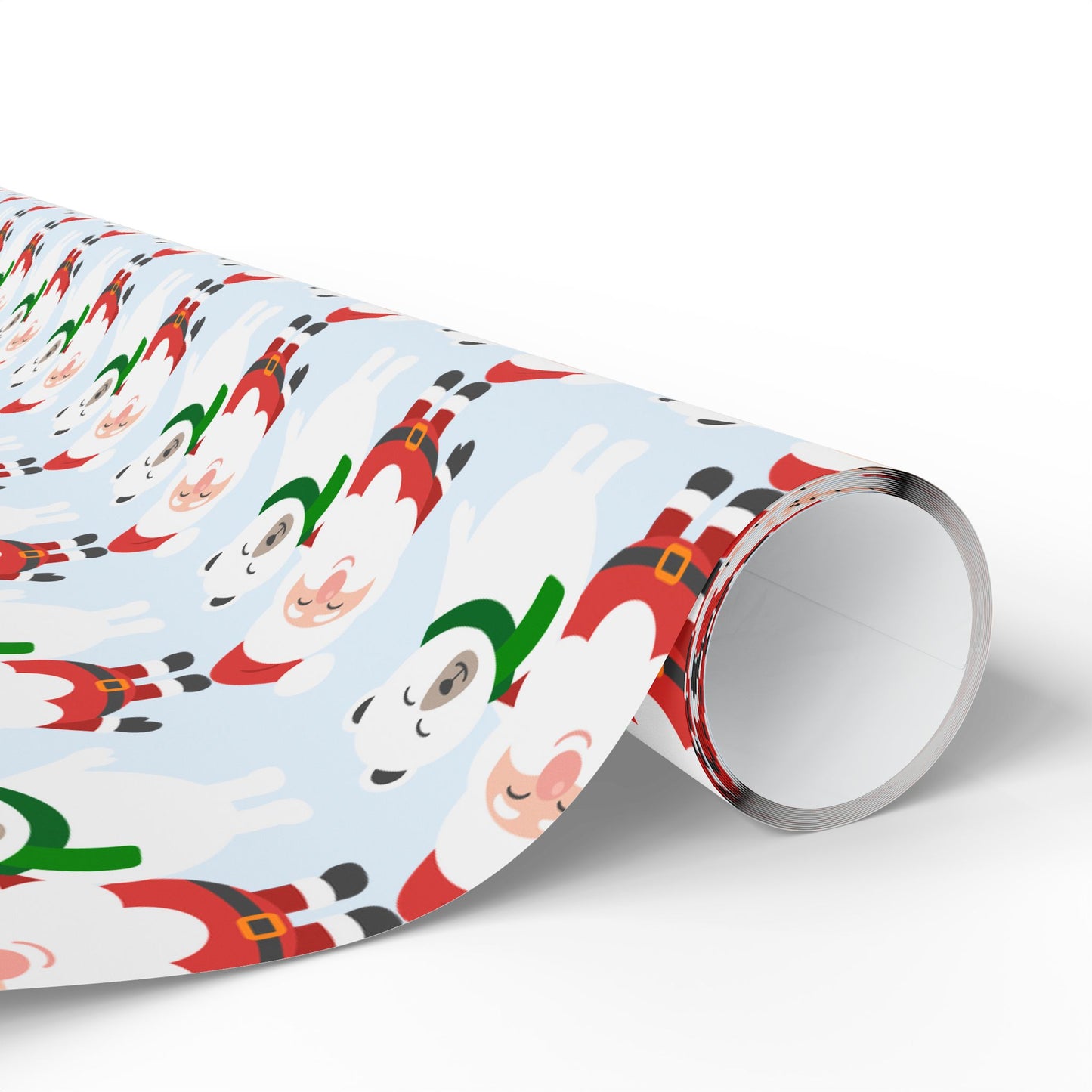 Wrapping Paper — Cute Santa & Polar Bear Holiday Gift Wrap (Festive Blue Roll)
