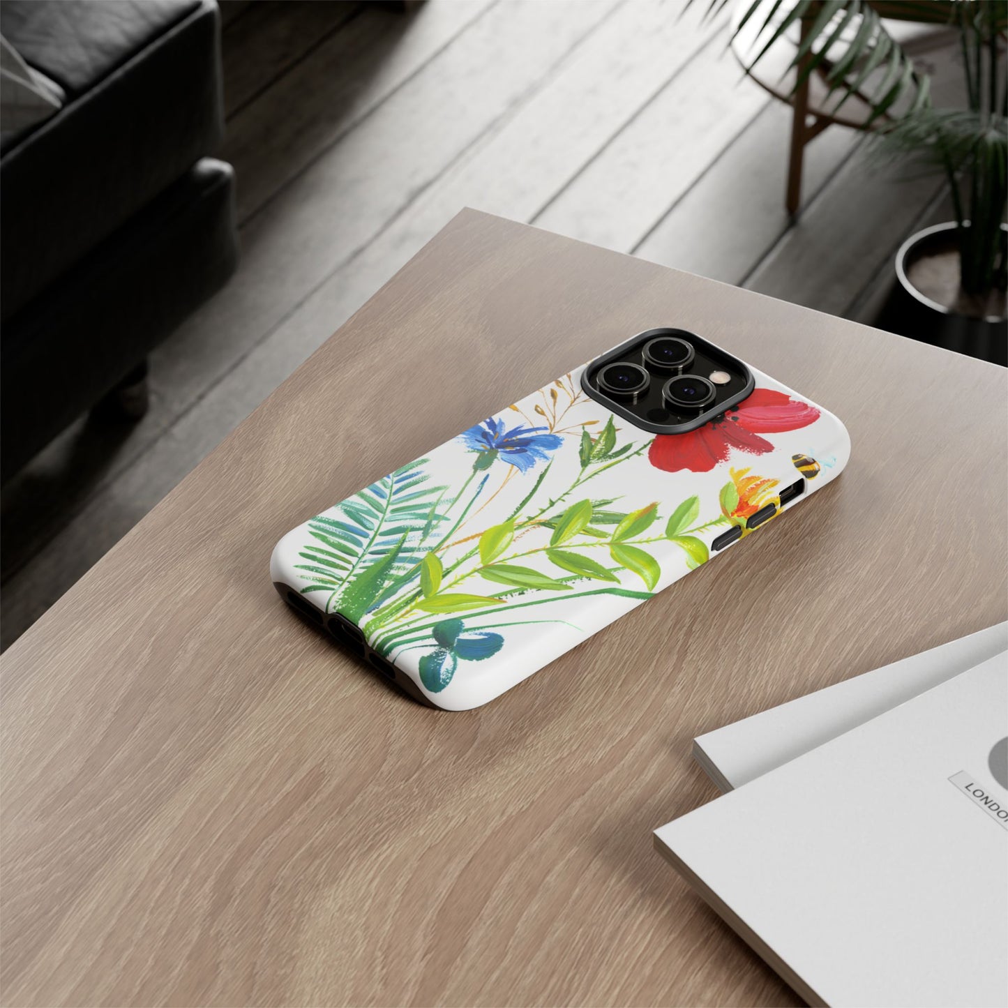 Floral Watercolor Tough Phone Case — Wildflower Bouquet Protective Cover