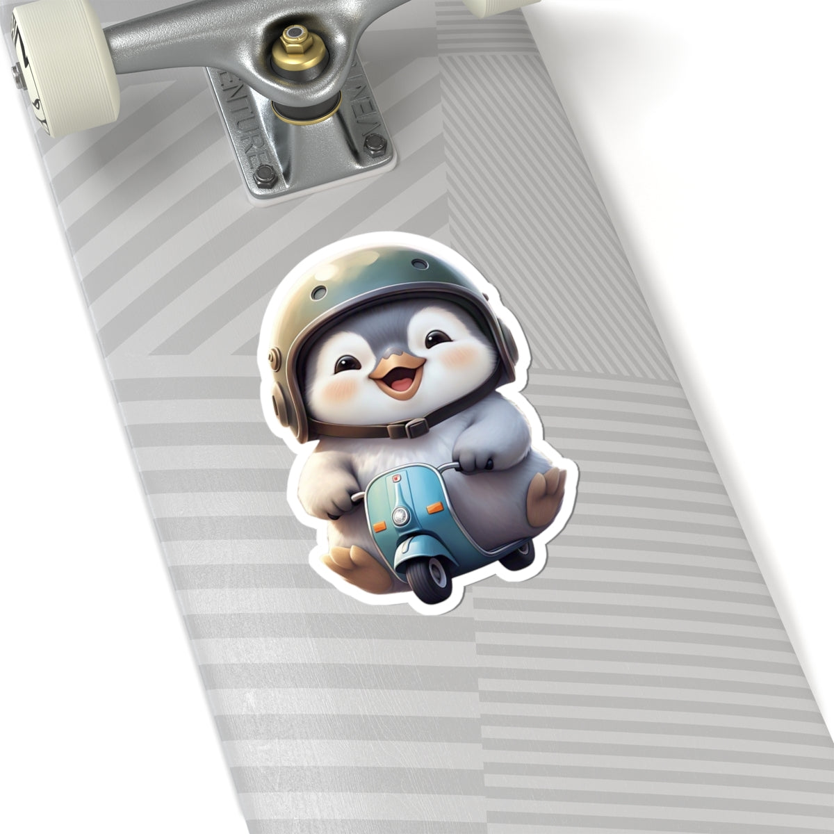 Adorable Penguin Scooter Kiss-Cut Sticker