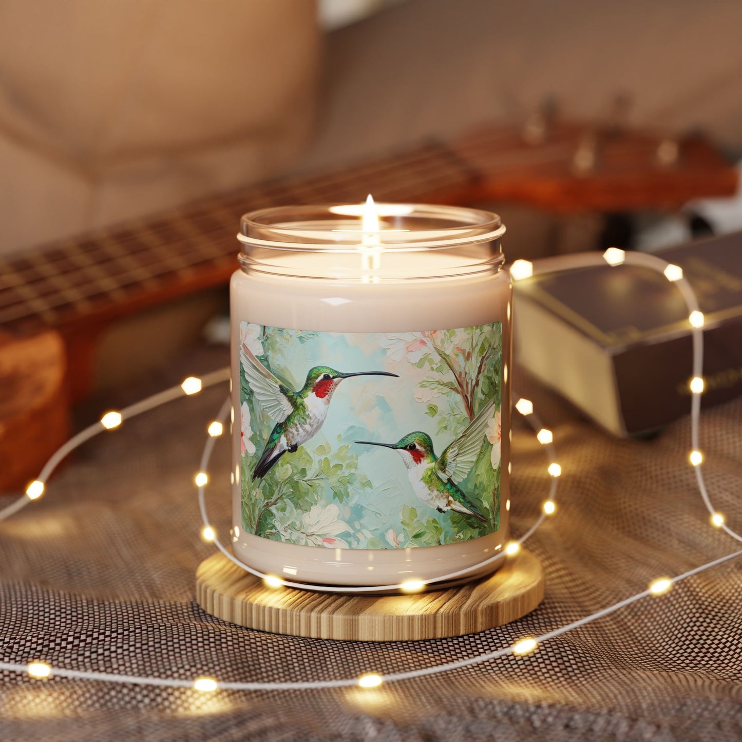 Hummingbird Garden Scented Soy Candle — 9oz Floral Aromatherapy Jar