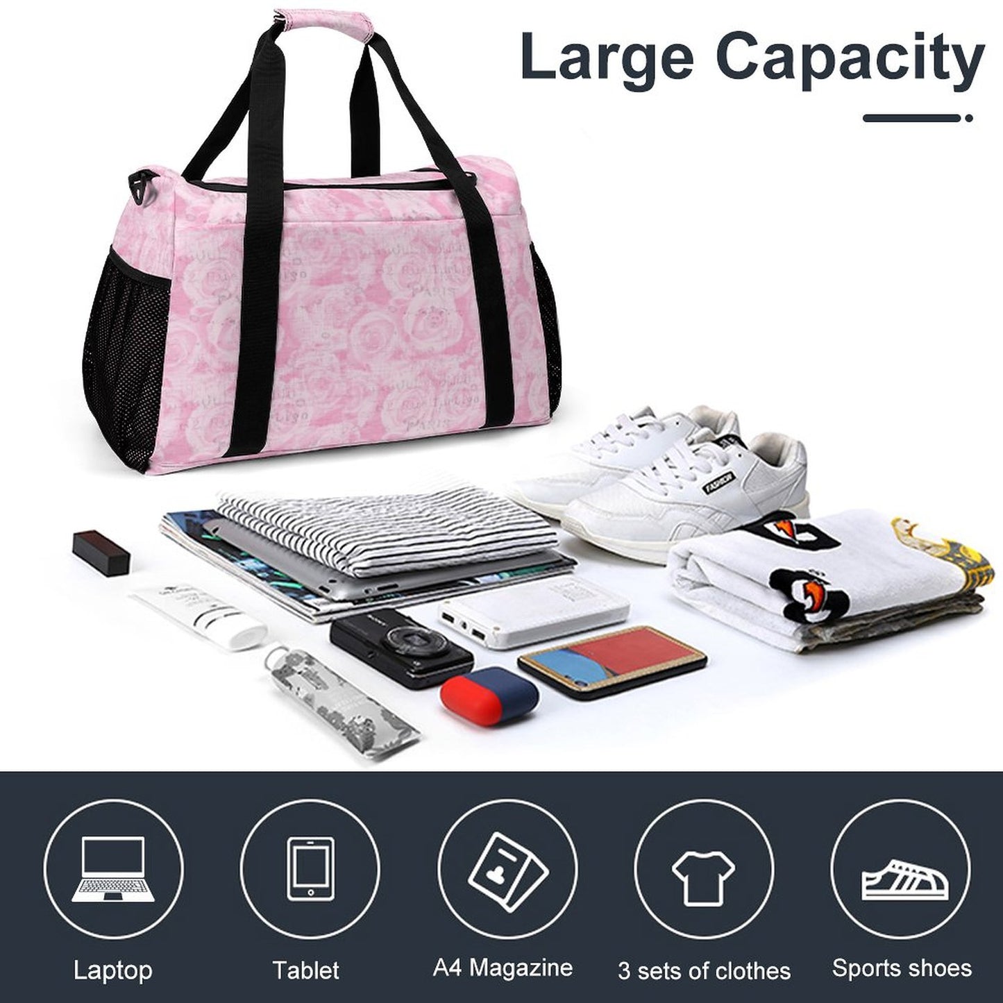Travel Duffel Bag - Pink - Paris