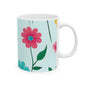 Floral Pattern Ceramic Mug — Colorful Spring Flowers 11oz & 15oz