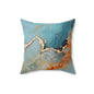 Blue & Gold Marble Decorative Pillow — Turquoise Abstract Square Throw Pillow