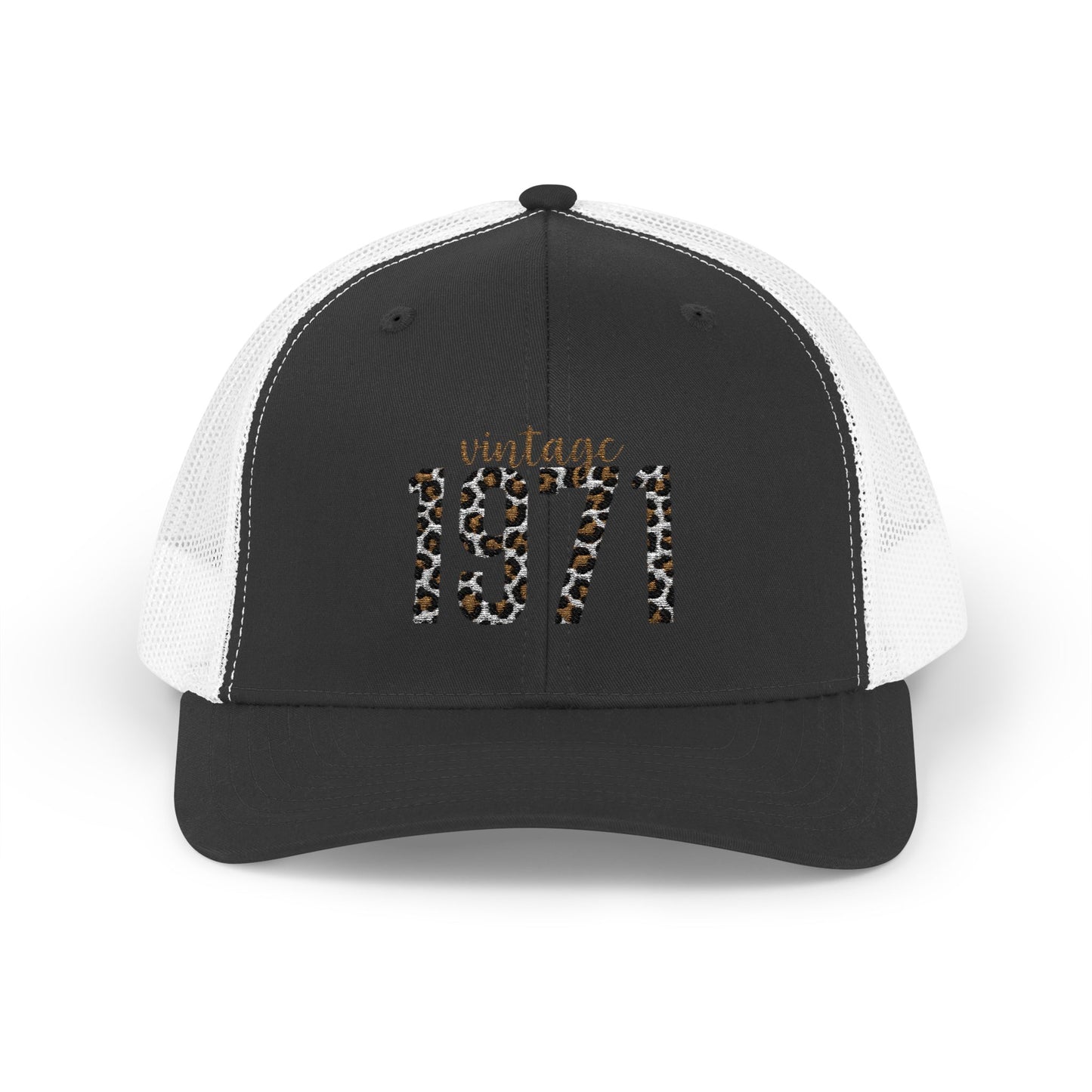1971 Leopard Print Snapback Trucker Cap — Vintage Born in 1971 Birthday Gift