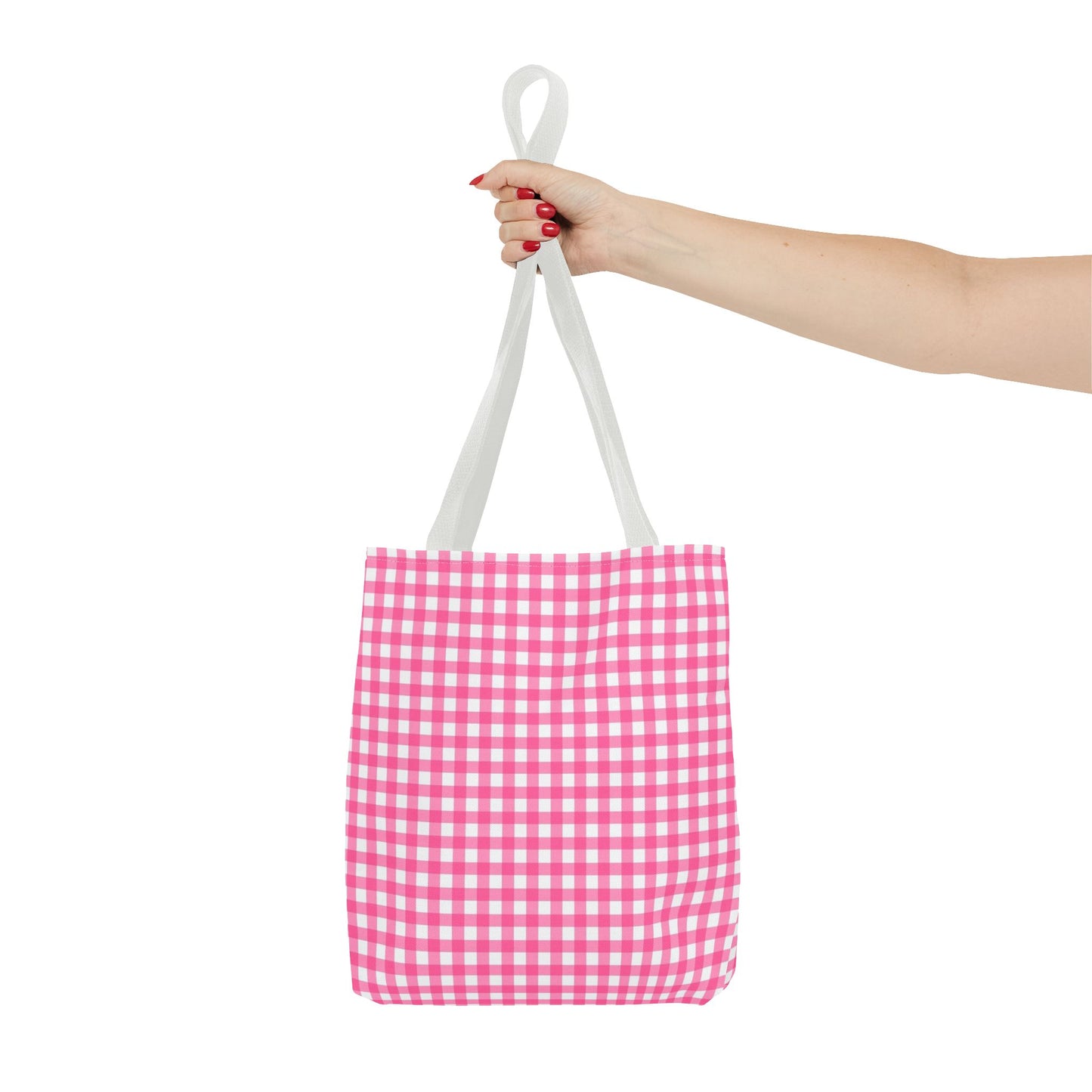 Cute Pink Gingham Tote Bag - Reusable Shopping Bag, Beach Tote