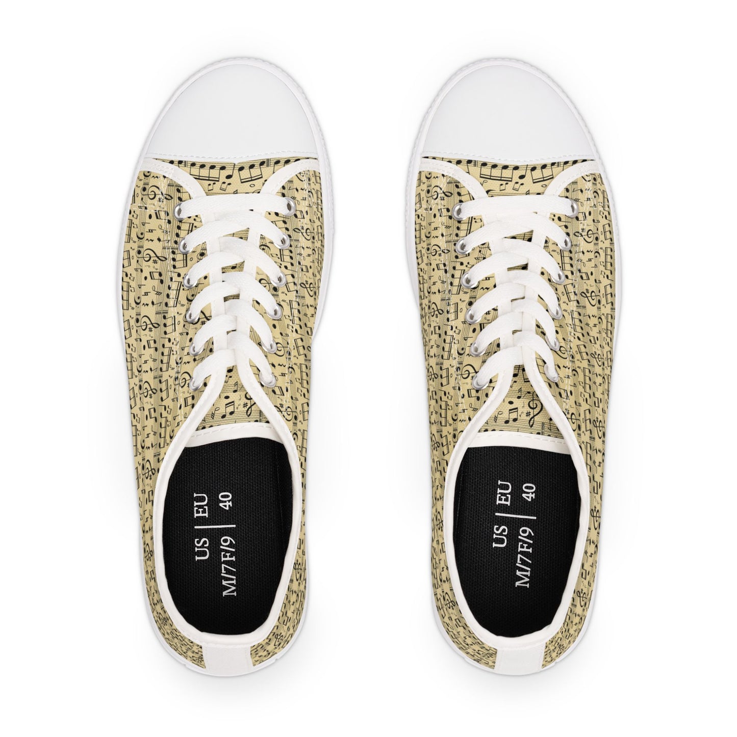 Music Sheet Low Top Sneakers — Vintage Sheet Music Print Tennis Shoes