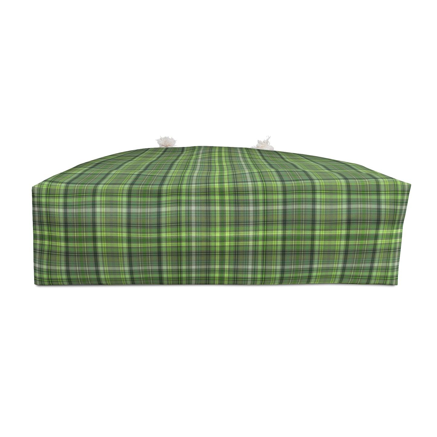 Green Plaid Weekender Bag – Large Travel Tote with Rope Handles
