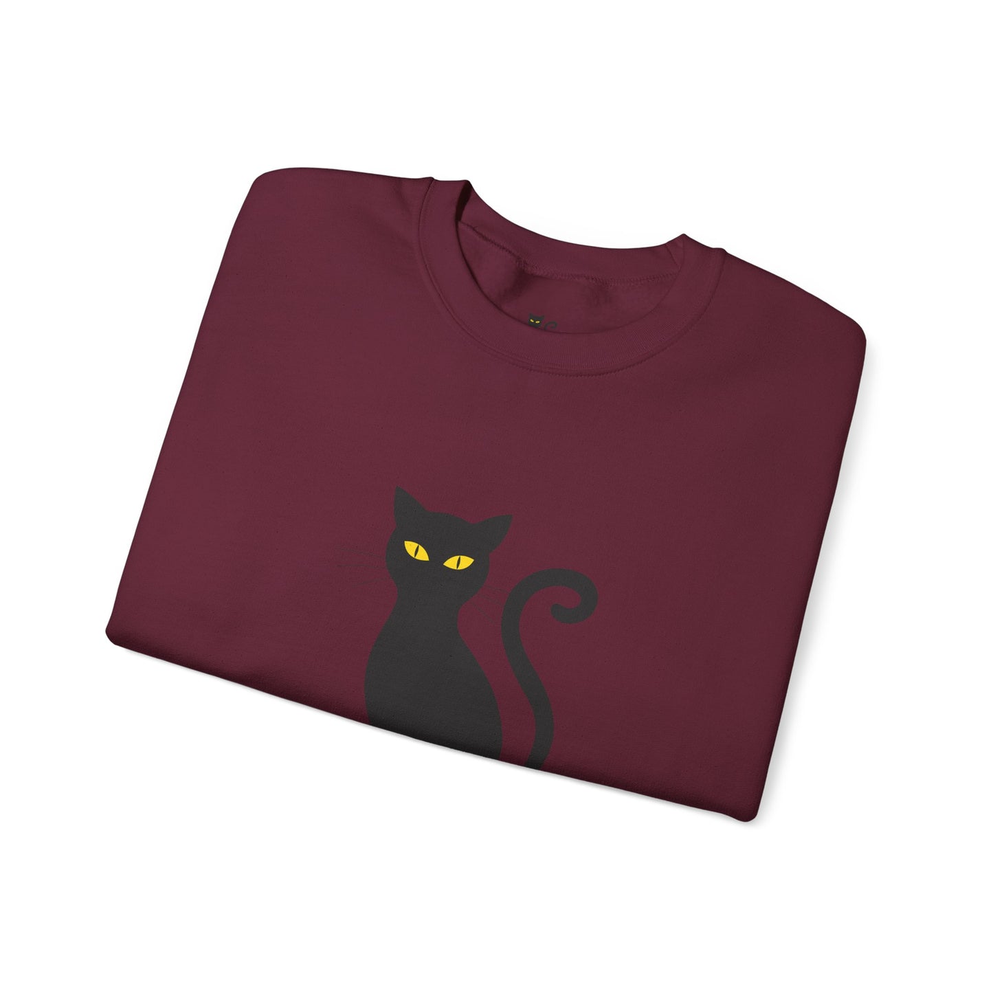 Black Cat Crewneck Sweatshirt — Cute Witchy Halloween Cat Pullover