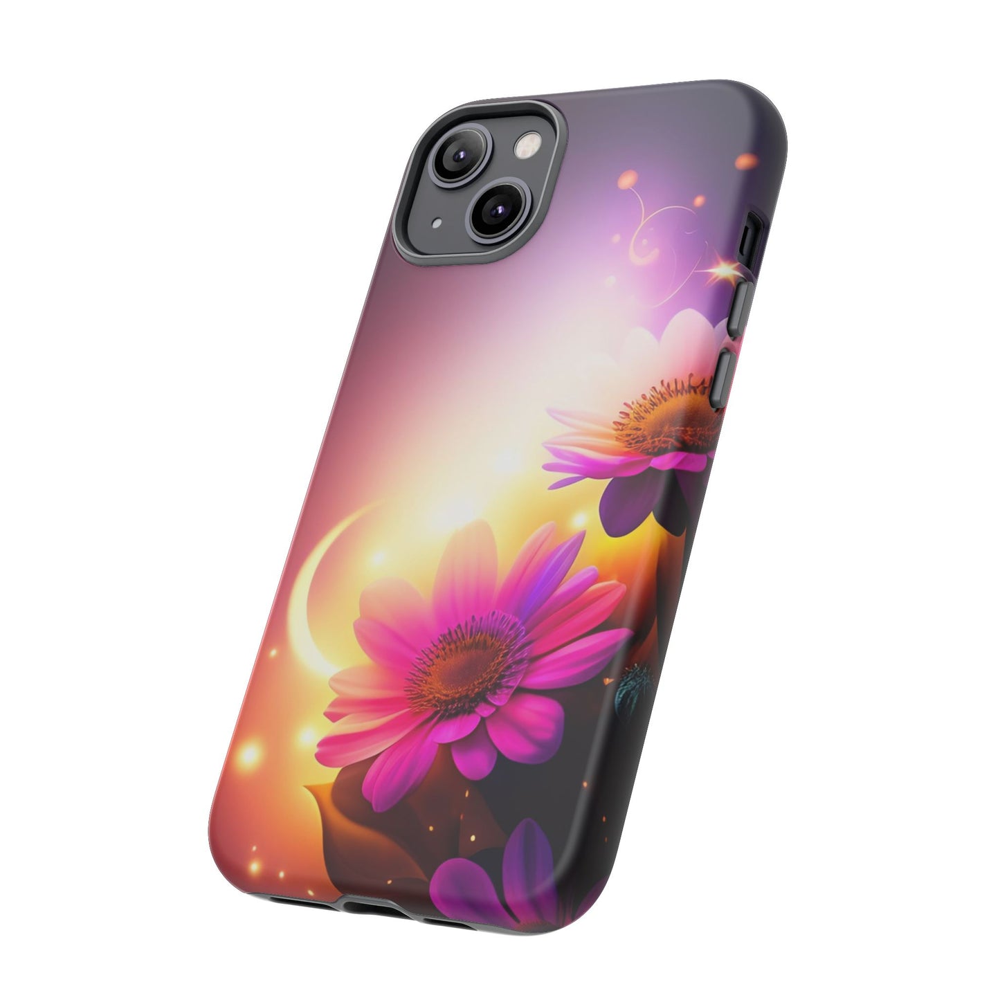 Floral Moonlight Phone Case – Purple Daisy Protective Cover