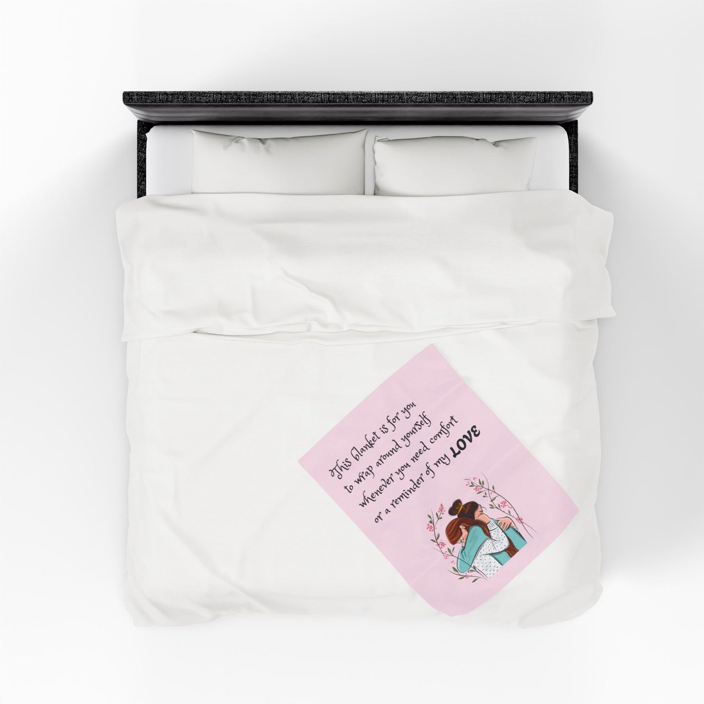 Velveteen Plush Blanket – "This blanket is for you to wrap around yourself" Comfort Throw (Hug Illustration)