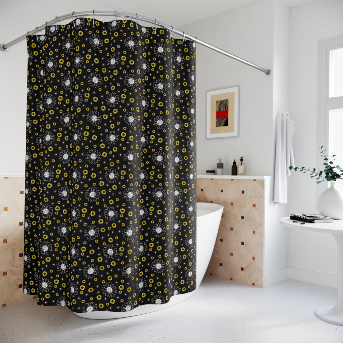 Bold Floral Shower Curtains | Chic Bathroom Accessories, Boho Home Decor, Unique Gift Idea, Modern Style, Holiday Decorating