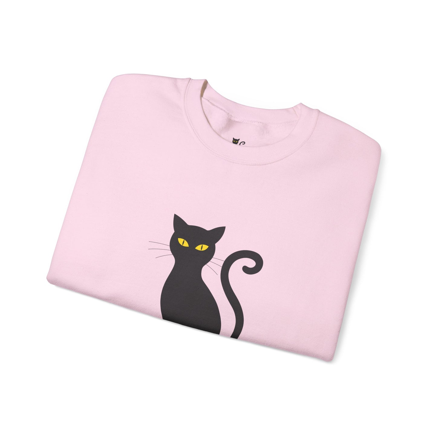 Black Cat Crewneck Sweatshirt — Cute Witchy Halloween Cat Pullover