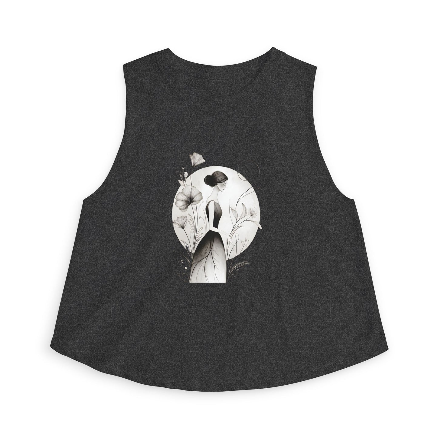 Floral Portrait Crop Top — Minimalist Botanical Art Tank