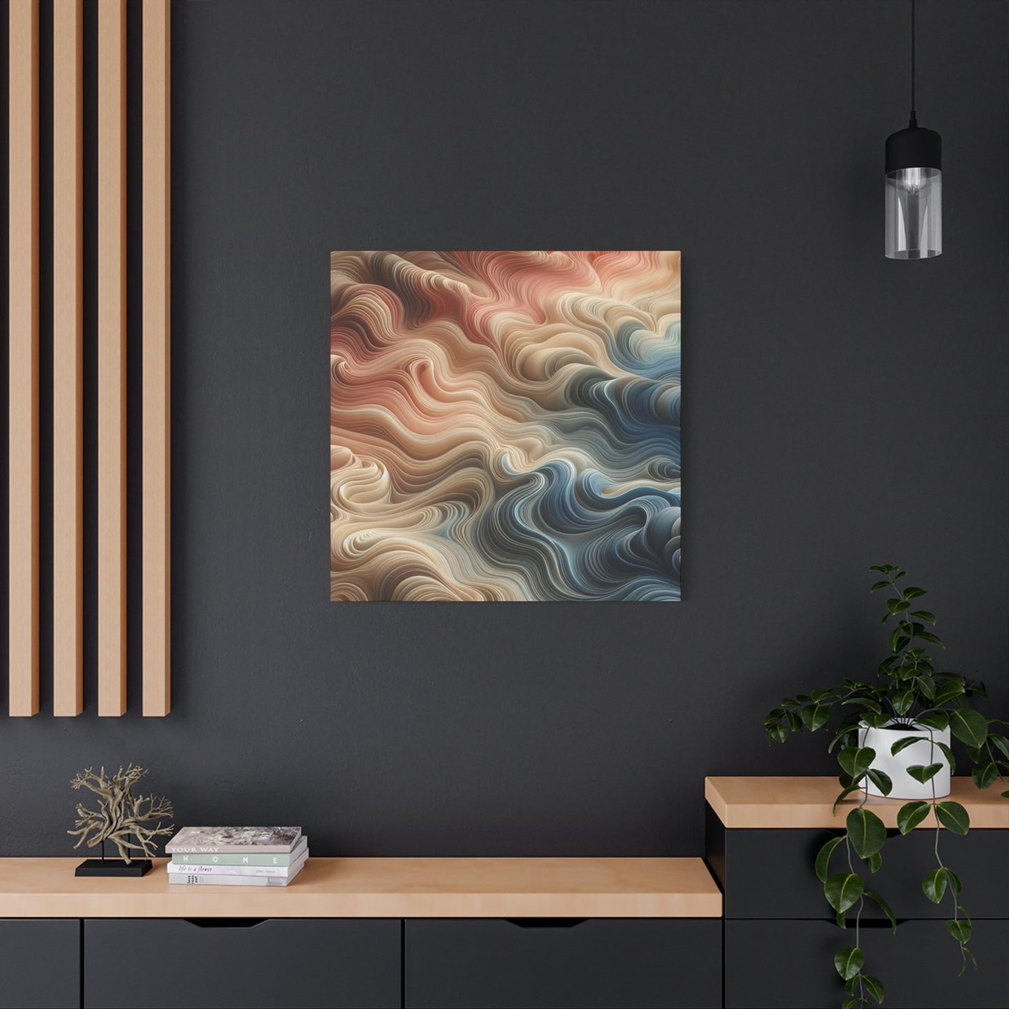 Abstract Swirl Matte Canvas Wall Art — Fluid Earth Tones, Stretched 1.25"