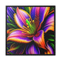 Vibrant Neon Floral Matte Canvas Print — Framed Wall Art