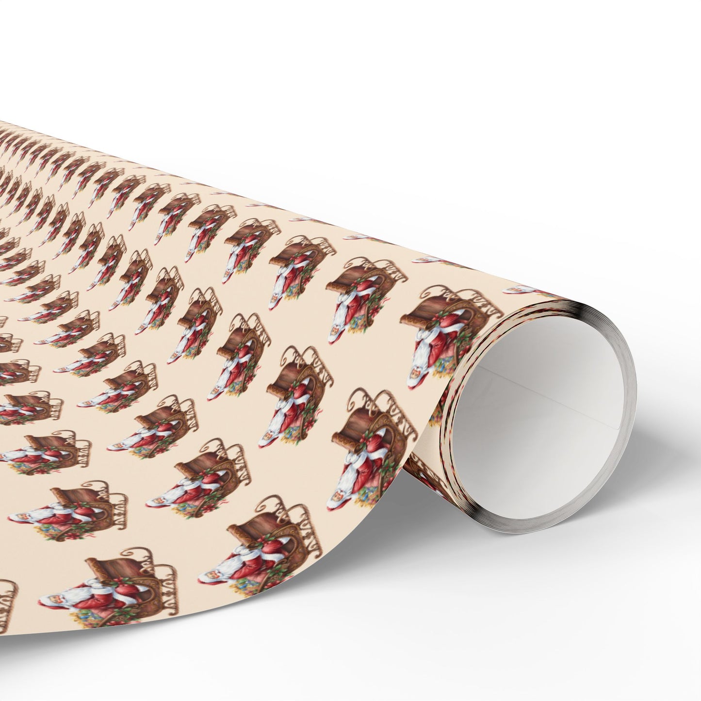 Vintage Santa Gift Wrapping Paper Roll — Holiday Present Wrap
