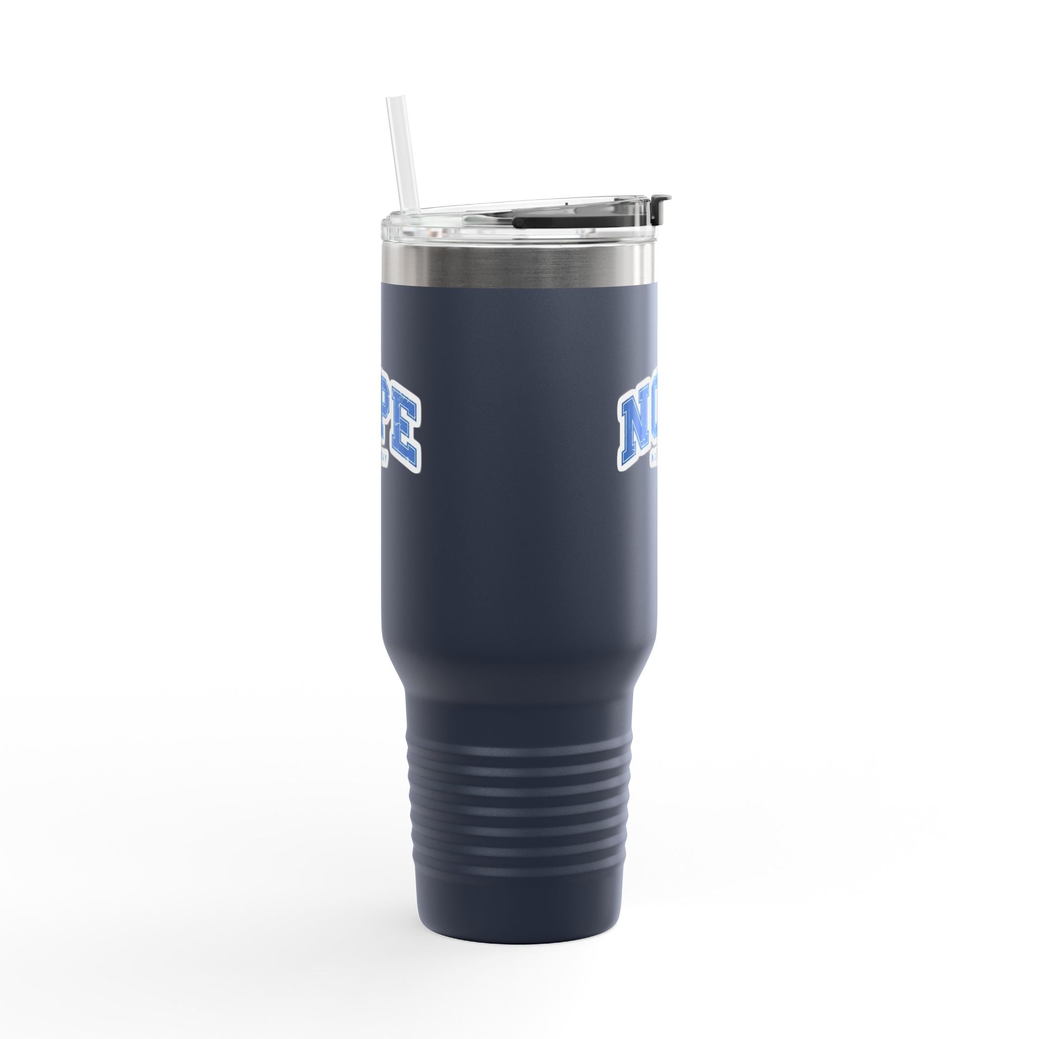 40oz Insulated Travel Mug — "NOPE (Not Today)" Blue Retro Text
