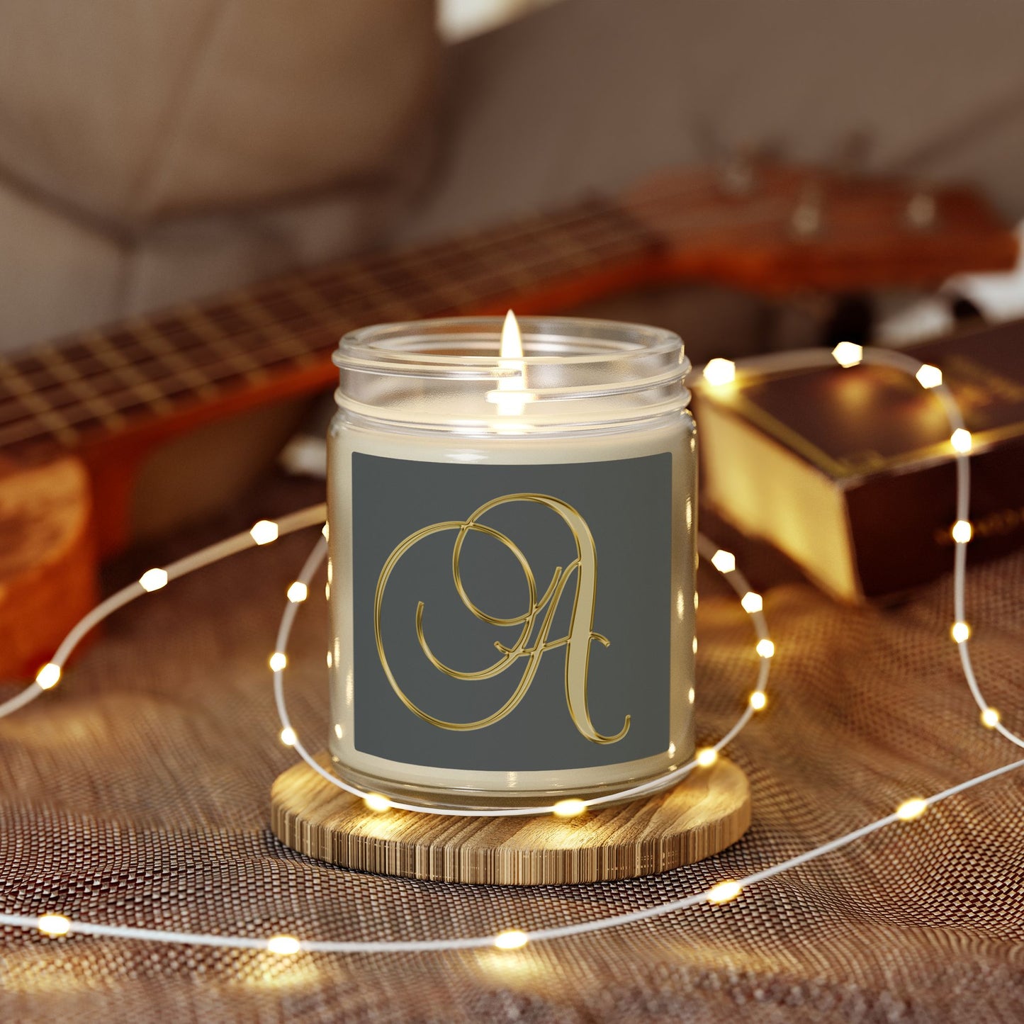 Monogram 'A' Coconut Apricot Scented Candle (4oz/9oz)