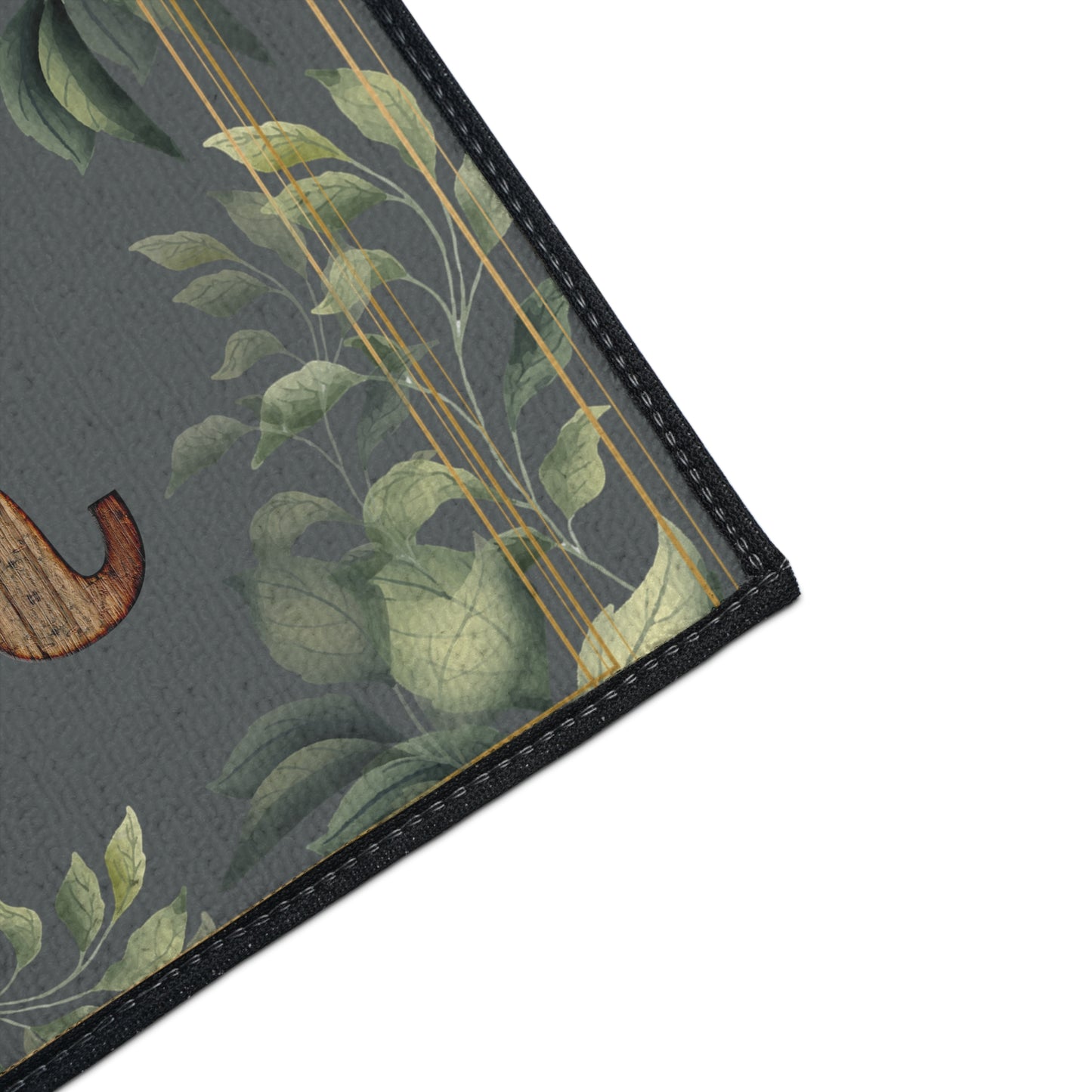 Personalized Monogram Floor Mat - Rustic Wood 'R' with Greenery Welcome Rug - Letter R