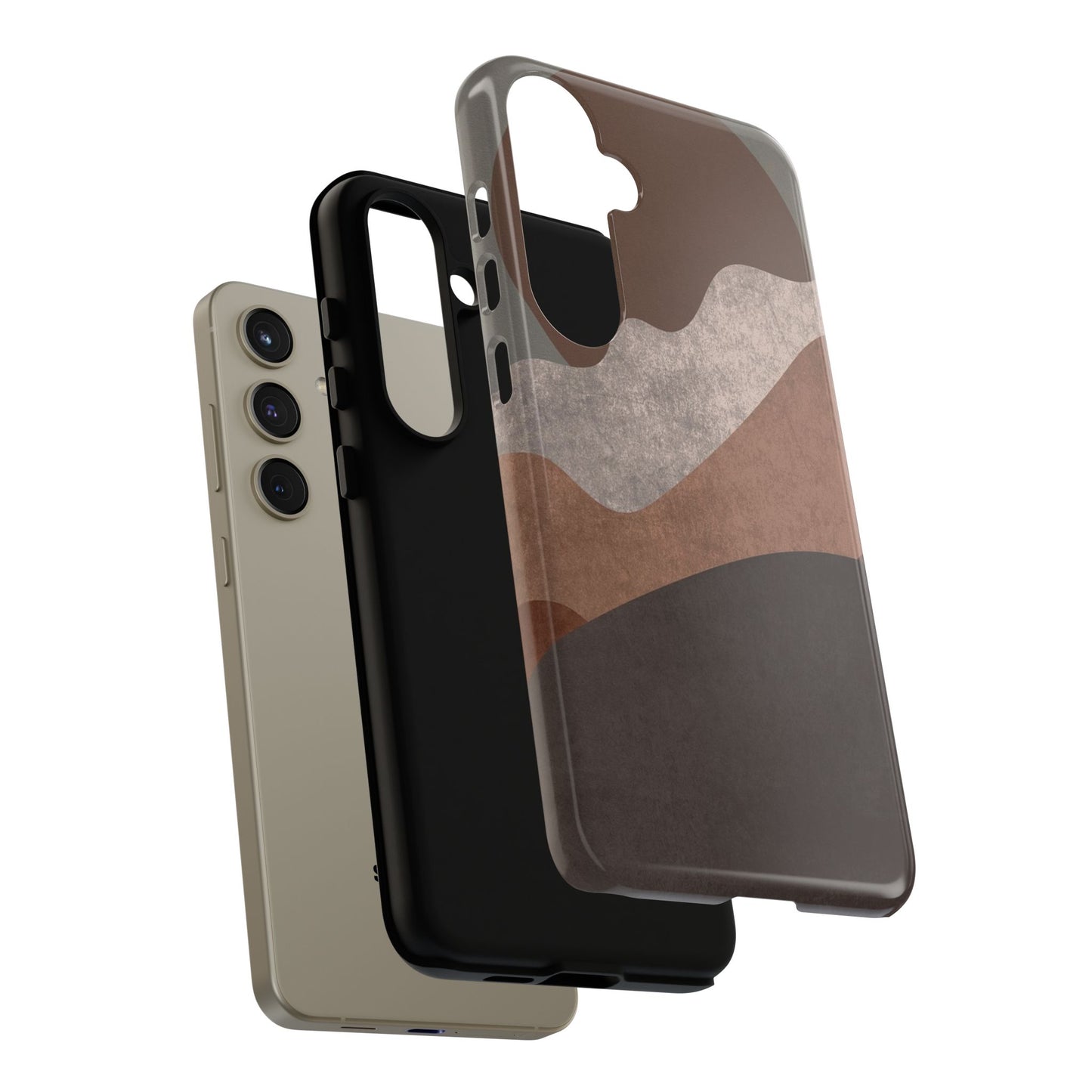 Abstract Earthtone Phone Case — Brown Layered Rugged Tough Case