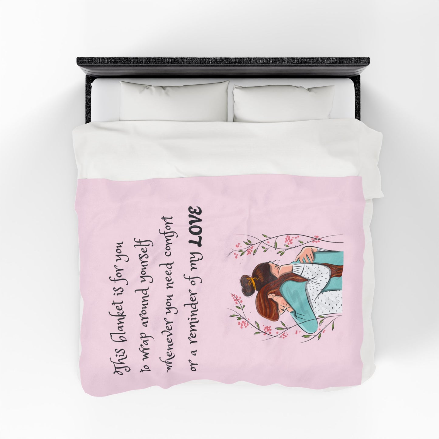 Velveteen Plush Blanket – "This blanket is for you to wrap around yourself" Comfort Throw (Hug Illustration)