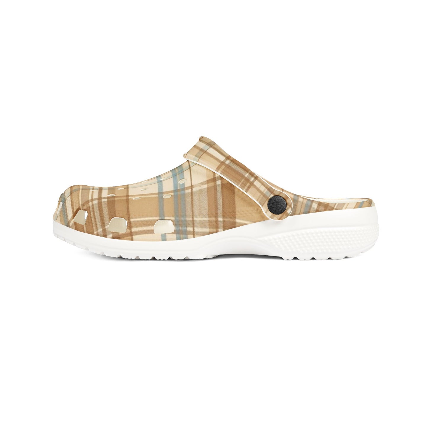 Beige Plaid Clogs / Croc - Comfortable Slip-On Garden & Casual Shoes