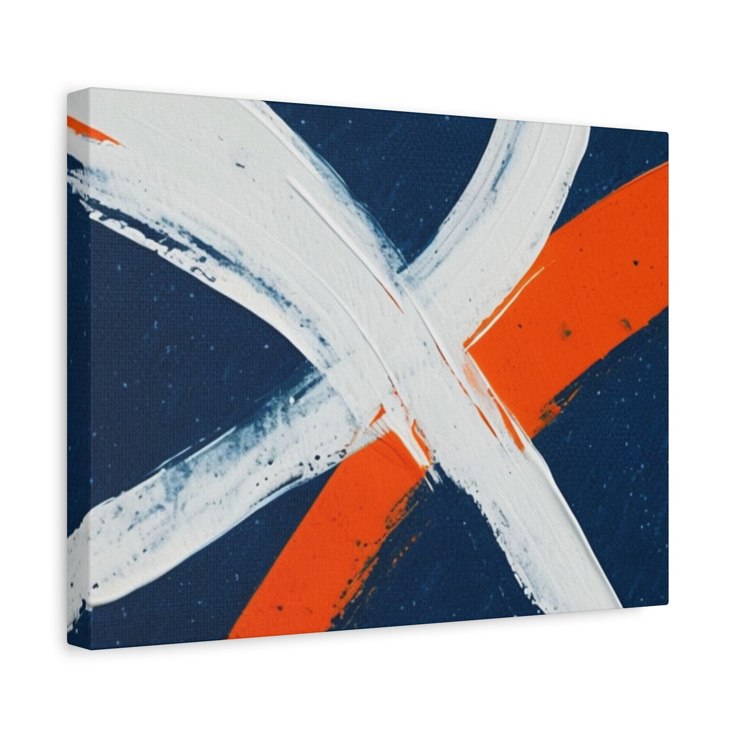 Abstract Navy & Orange Brushstroke Canvas