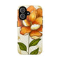 Floral Phone Case with Orange Flower Design, Tough Phone Cover, Floral Gift, Stylish Tech Accessory, Nature Lovers, Spring Vibes