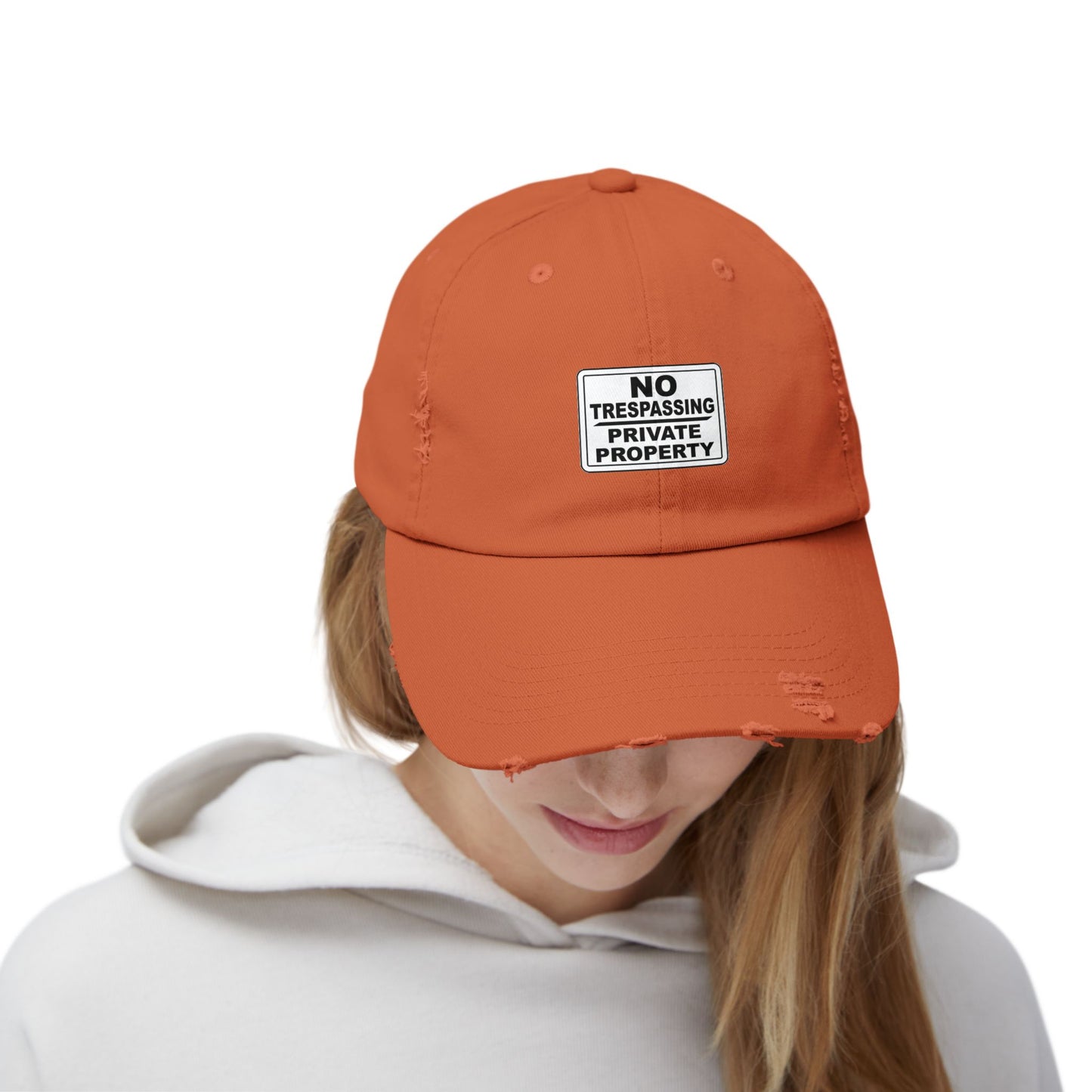 Unisex Distressed Cap - No Trespassing