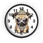 Cute Pug Wall Clock — Adorable Pug Puppy in Beanie Decorative Clock for Dog Lovers