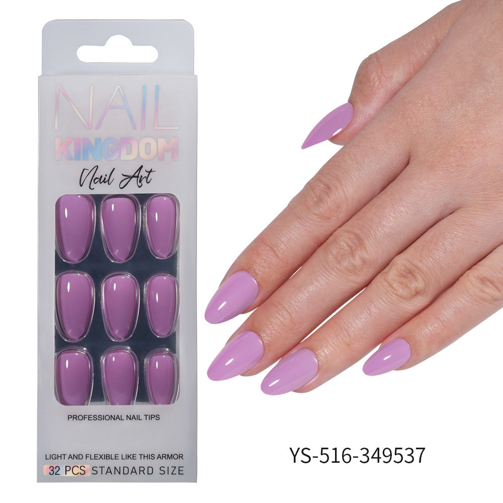 Press on nails Advanced Aurora Fine Flash Almond Short Nail Film Removable Fake Nail Prefabricated Solid Color  Nail Art Wholesale (MOQ=3)