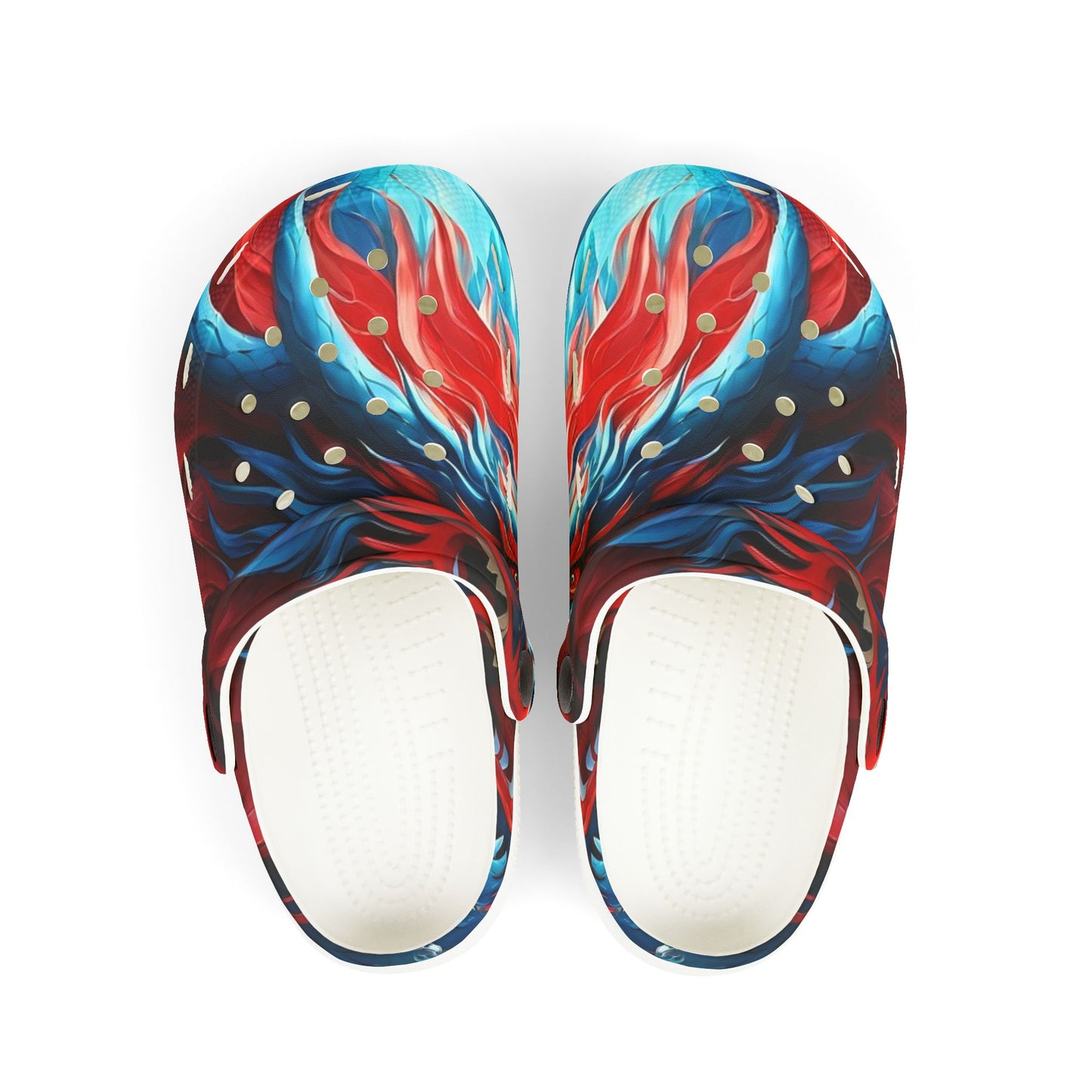 Kids Foam Clogs — Red & Blue Swirl All-Over Print