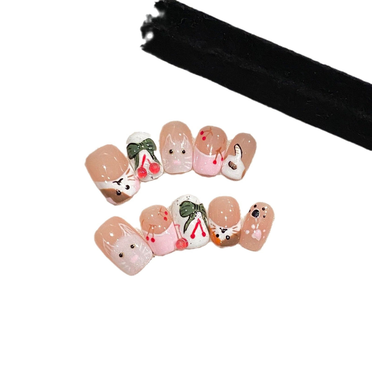 365nails: "Kawaii Tales" – Hand-painted Cartoon Handmade Square Nails – Image 4