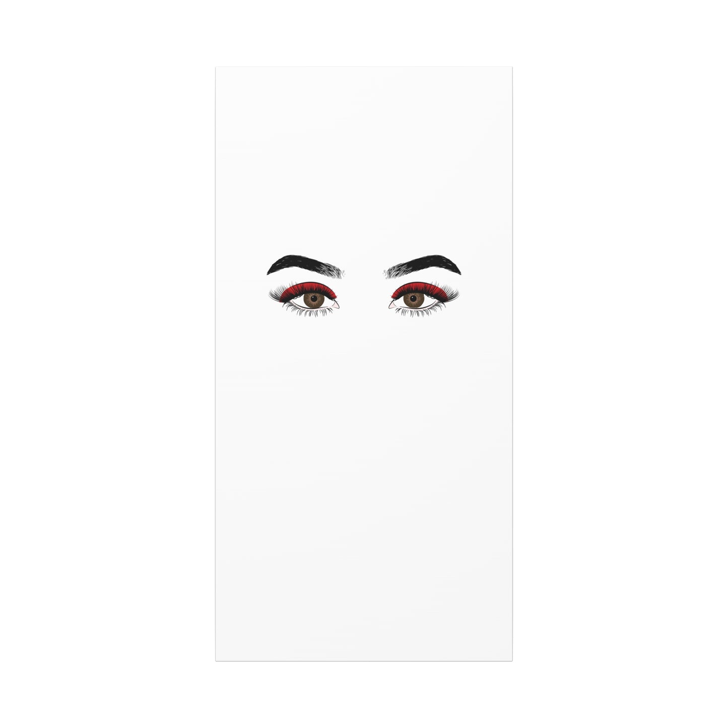 Glam Eyes Matte Canvas Wall Art — Brown Eyes with Red Lashes